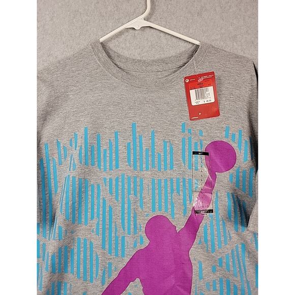 NWT Jordan Jump Man Gray Purple Blue Big Logo SS T Shirt Men's Large - Picture 3 of 12